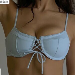 Frankies Bikinis Lucia Ruffle Underwire Bikini Top in New Moon